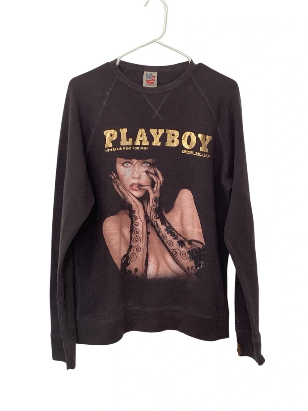 Junk Food Playboy December 1988 Cover Brown Graphic Sweatshirt M/L